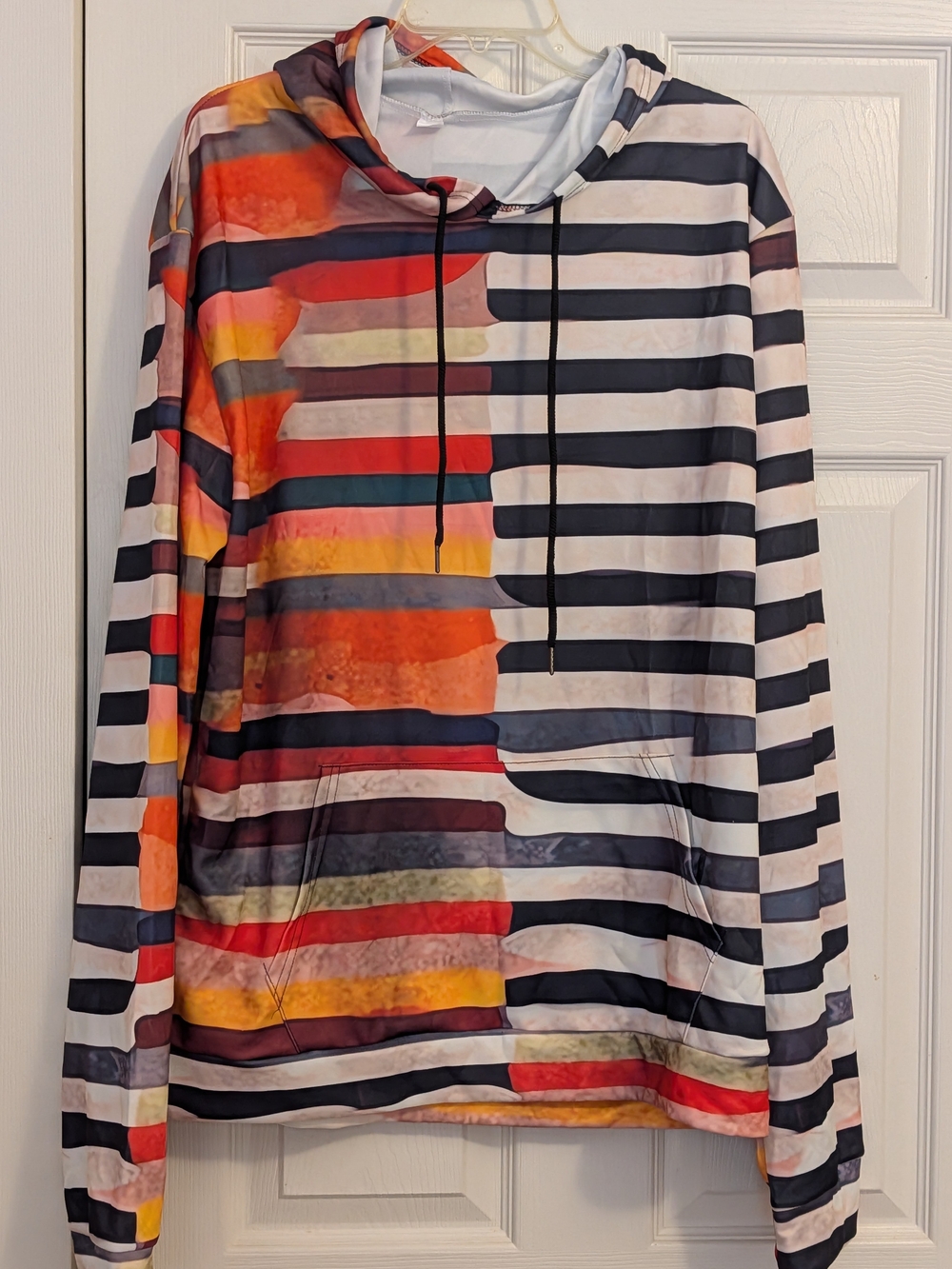 Women's Multicolor Striped Pullover Hoodie